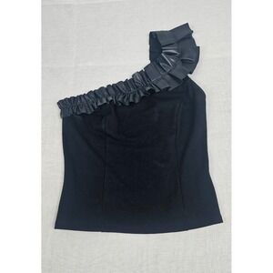 Sunday In Brooklyn Black One Shoulder Ruffle Top Anthropologie Size M‎ Chic